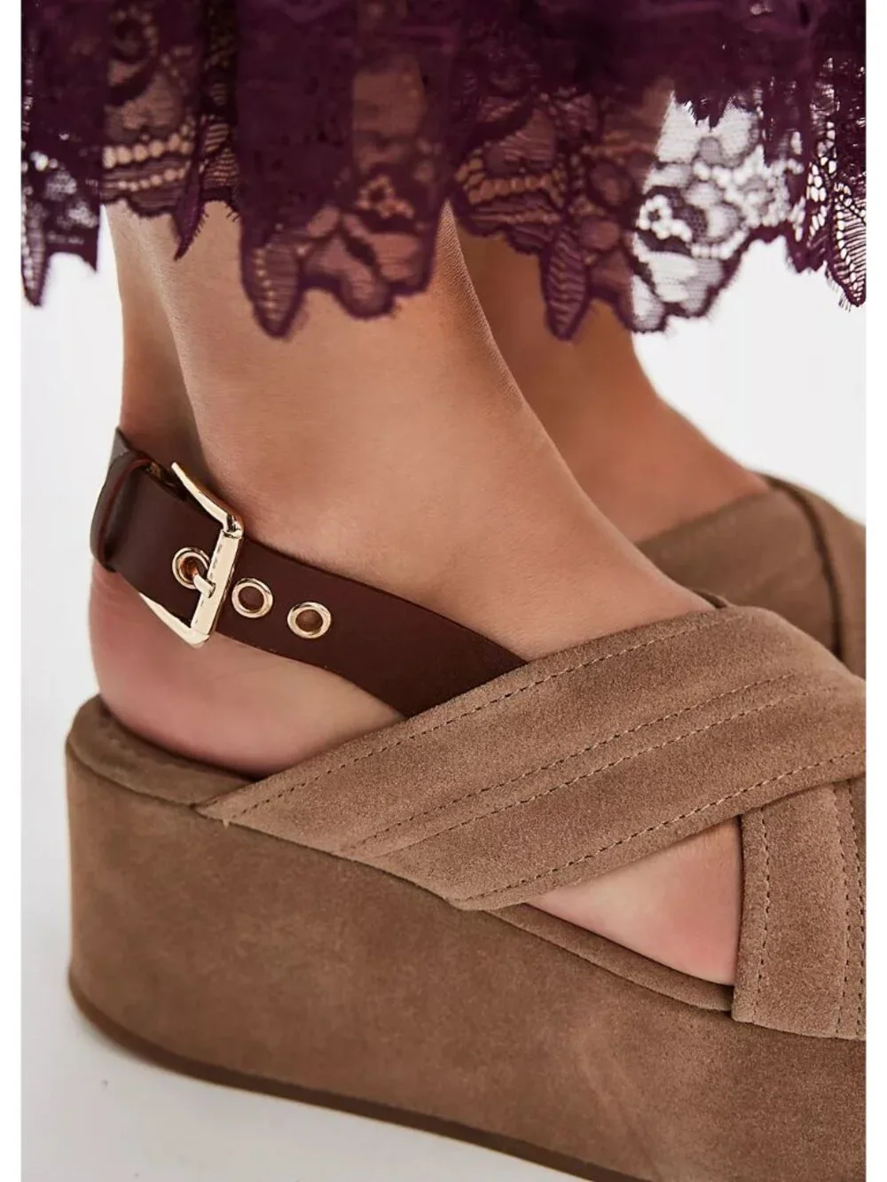 FREE PEOPLE Skyline Platforms / Fawn Suede